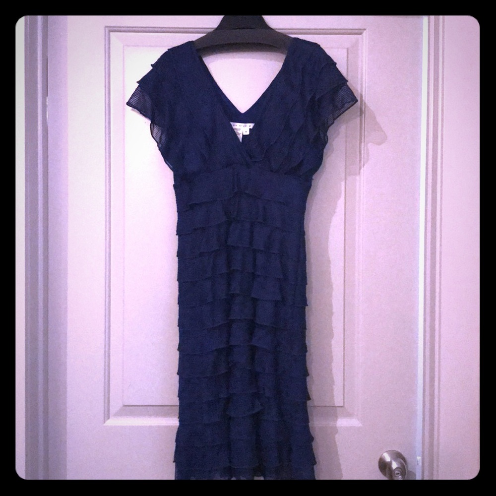 Max Studio Navy Blue Ruffle Dress